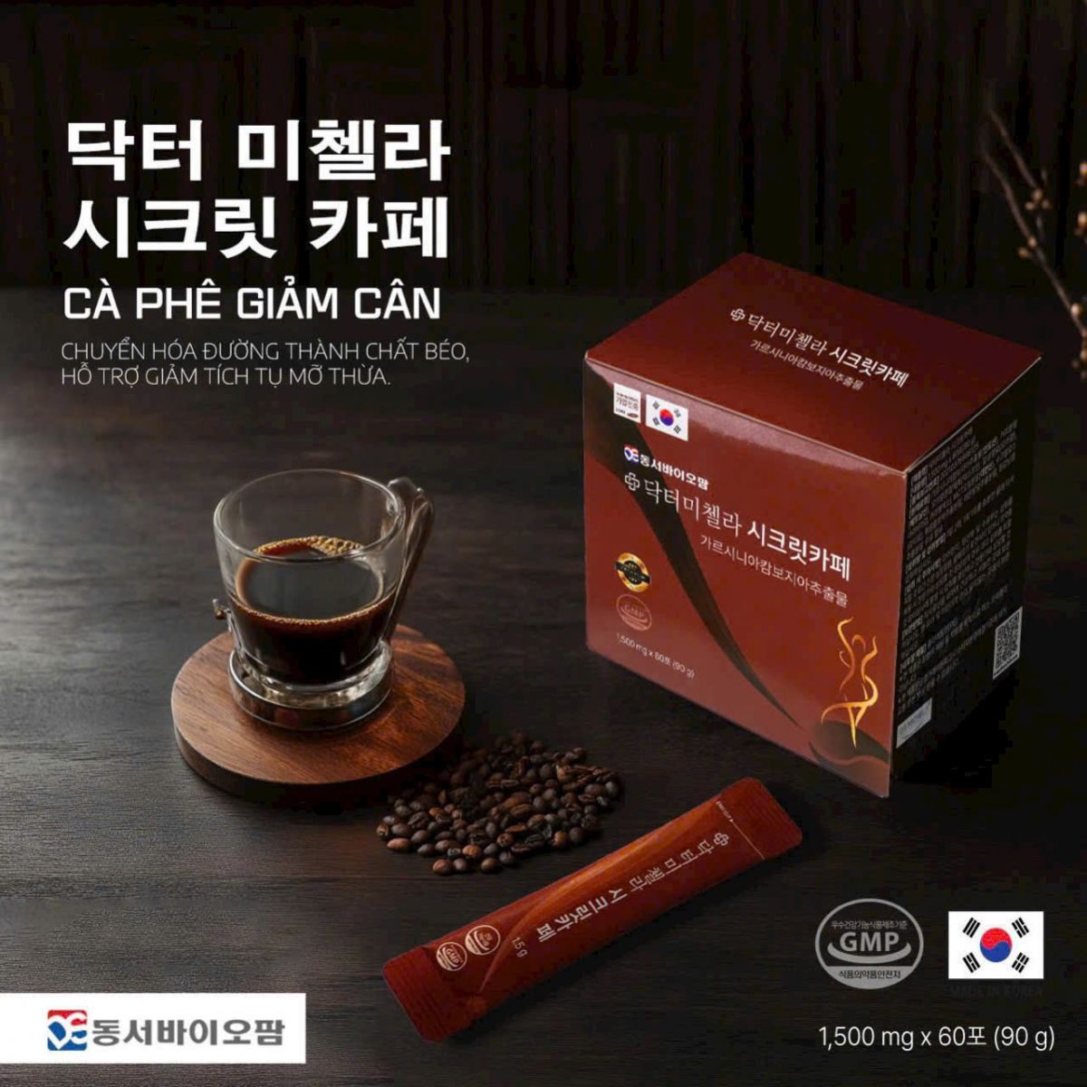Cafe gc Dr Michela HÀN QUỐC hộp 60 gói